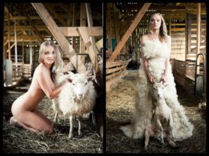 Scarletti modelliga ja tema villast vilditud kleit(viltinud Eva Anders)