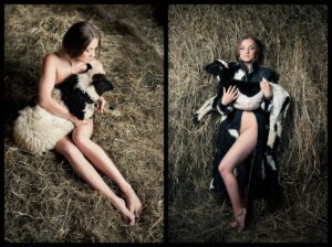 Viru modelliga ja tema villast vilditud mantel(viltinud Eva Anders)